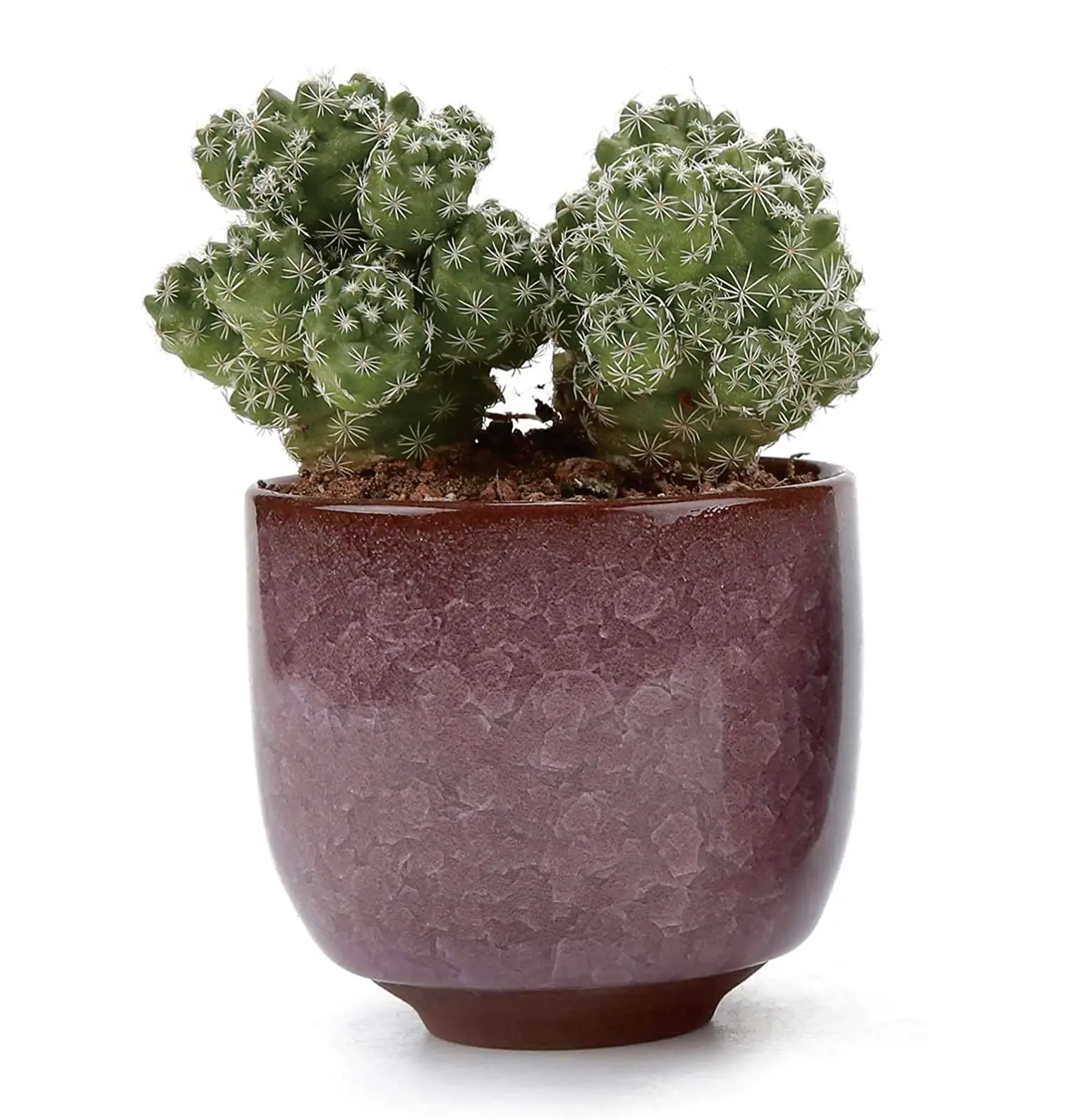 Маленький настольный керамический горшок для суккулентов 2,5 дюйма с дренажным отверстием, глазурь для льда и трещин, фарфоровый контейнер для растений ручной работы