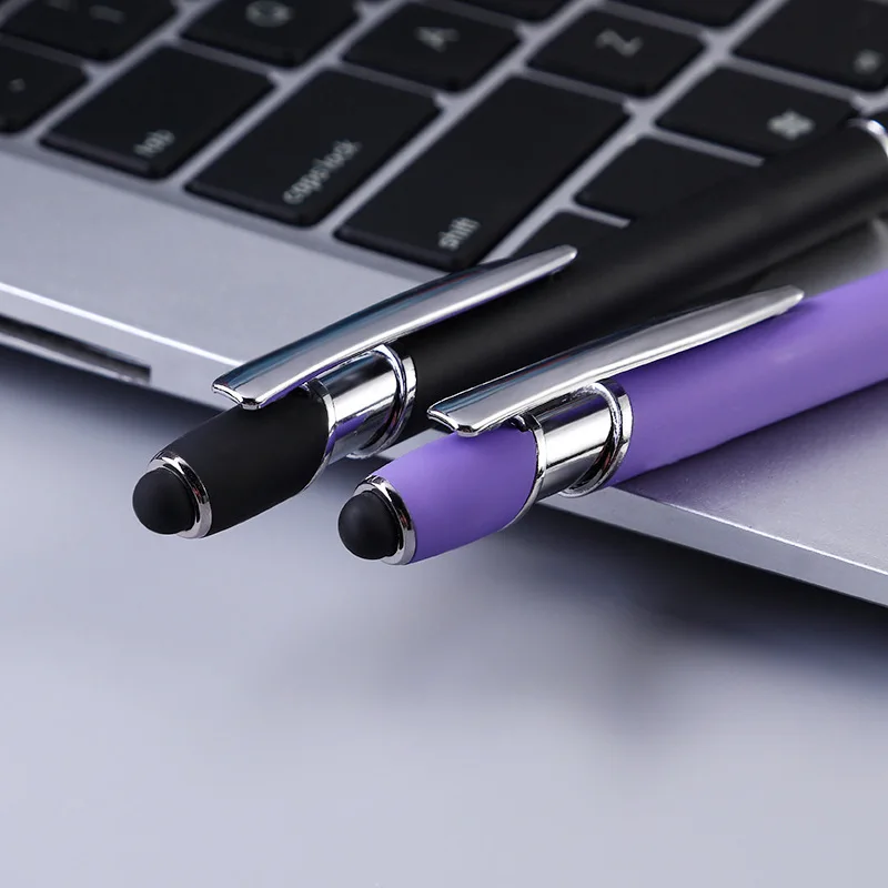 2 In 1 New Multifunction Rubber Metal Ball Pen With Stylus Soft Touch Screen Pen With Custom Logo Metal Ballpoint Pens