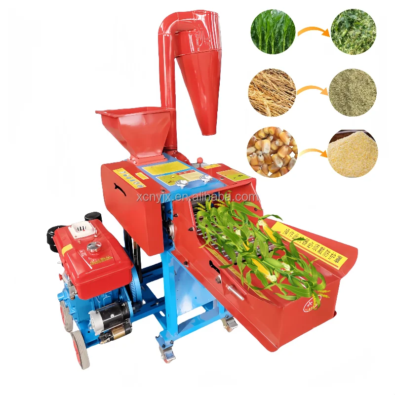 Feed Farm Grass for Goat with Diesel Engine Chaff Cutter Machine and Hammer Mill Silage Mini Multifunctional Animal Provided 165