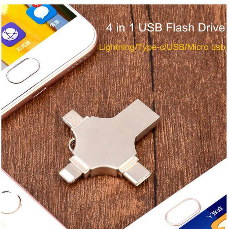 Surprise Priceotg usb flash drive 4in1 memory 8gb 16gb 32gb 64gb 128GB Wholesale usb stick 3.0 metal 2in1 usb flash drive
