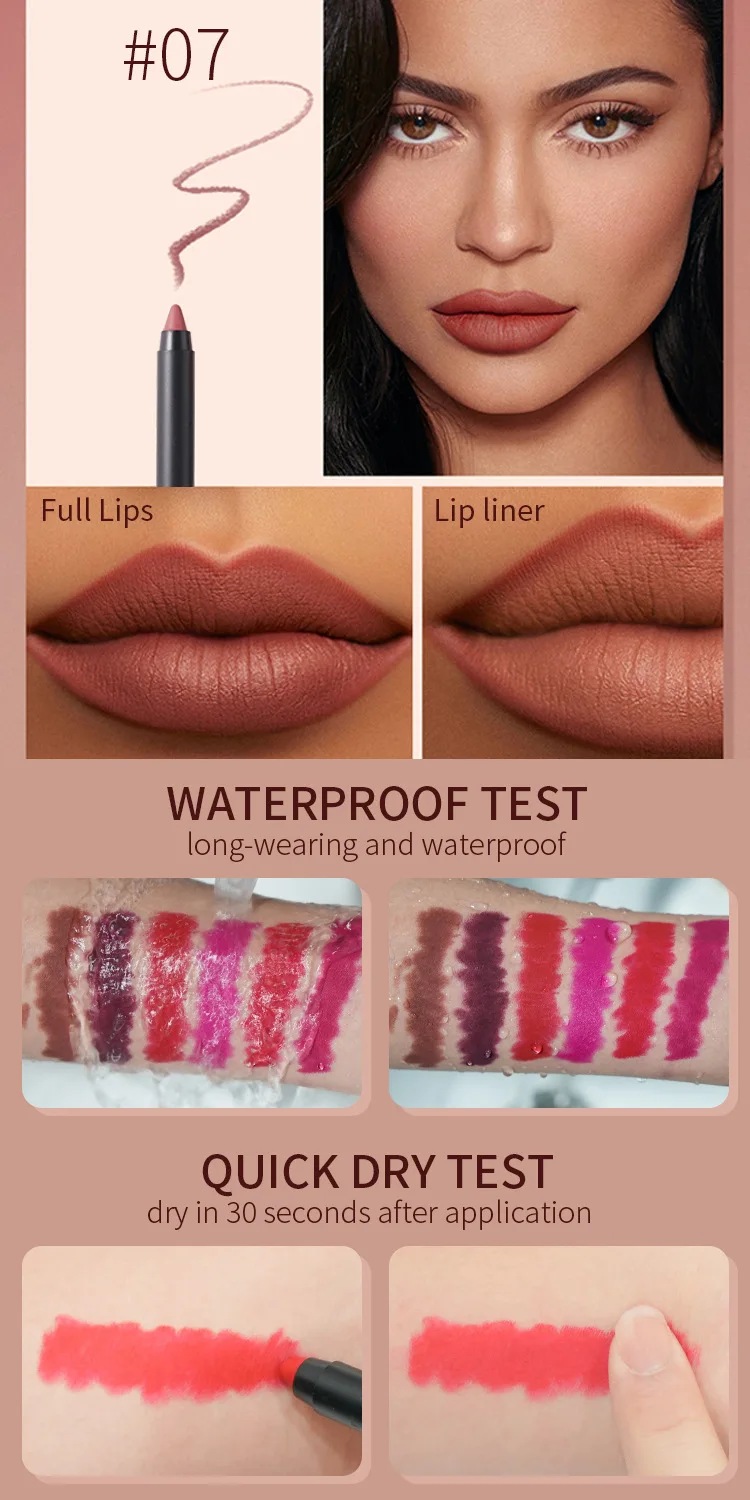 Crayon Pencil Lipstick Long Lasting Vegan Crayon Lipstick Waterproof Crayon Creamy Matte Nude Lip Liner Lipstick