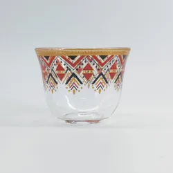 wholesale 12 in set coffee cups gold painted turkish kawa tea cup glass with saucers