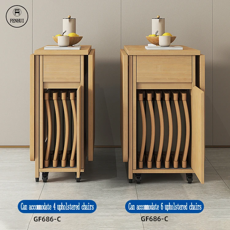 Customized Folding Dinning Table and Chair Set Wood Space Saving Foldable Kitchen Dining Table a Manger Complet