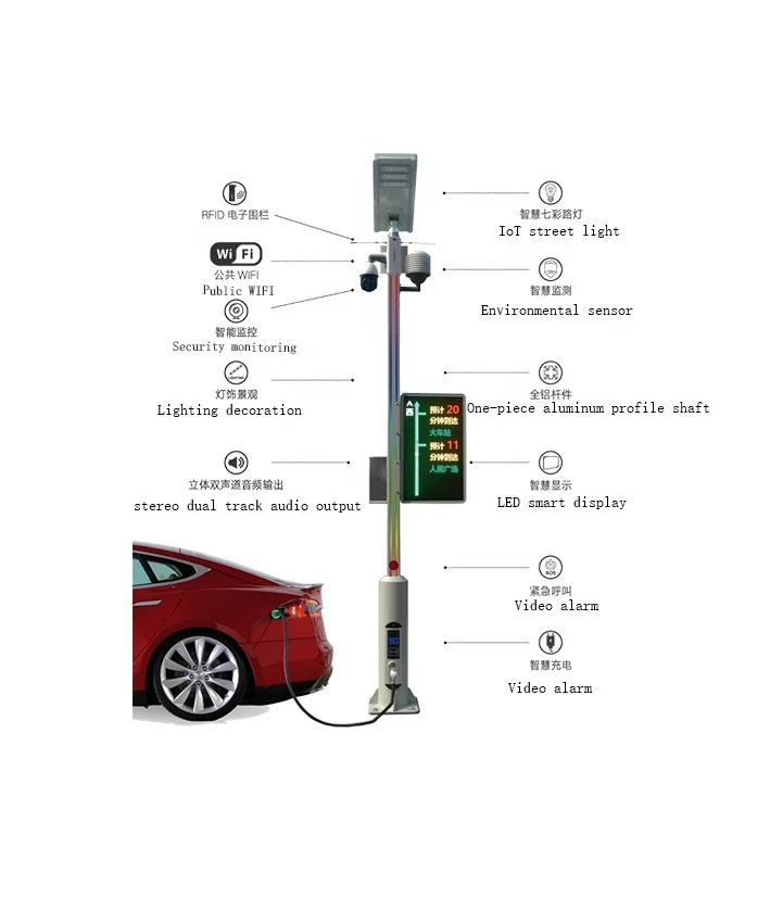 LEDbow многофункциональный солнечный уличный свет полюс с CCTV/vedio/умный дисплей/зарядная станция в умном городе