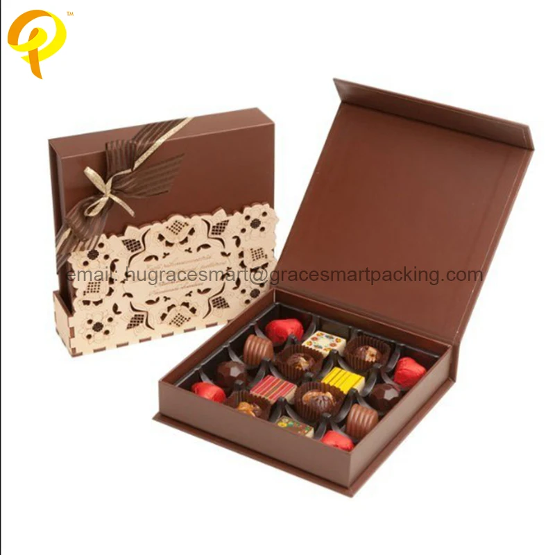 Custom Logo Color Printing Eco Friendly Coated Paper Chocolate Packaging Gift Box Magnetic Closure Flip Candy Chocolate Box