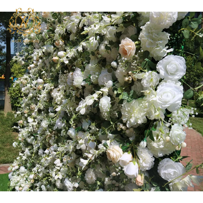 Large Artificial White Rose Flower Wall Photo Backdrops Simulated Flower Wall Background for Wedding Party Decorations