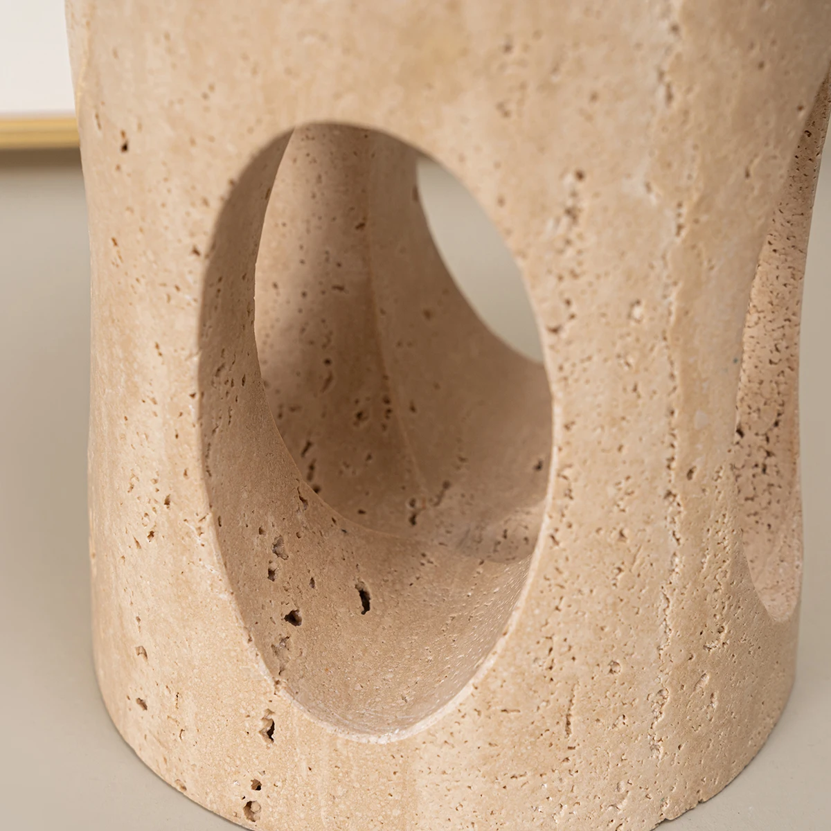Moroccan Modern Beige Travertine Marble Lantern EID Mubarak Ramadan Home Decoration Moroccan candle incense burner Wind Lamp