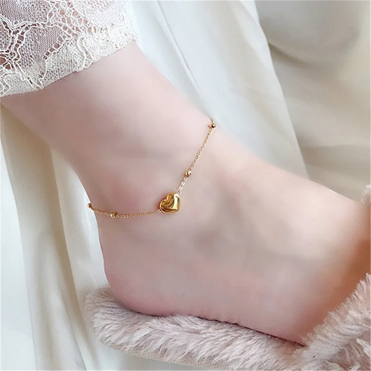 Hot Sale Titanium Steel 18k Gold Plated Love Anklets for Women Non Tarnish Fine Jewelry Dainty Anklets