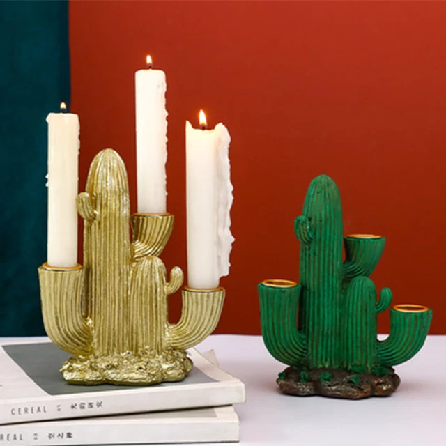 Unique Simple Style  Luxury Resin Cactus Candlestick Table Decorations For Home
