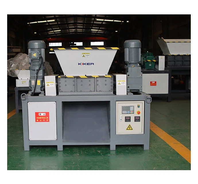 China Trade Plastic Double Shaft Wood Shredders For Recycling With Double Motor