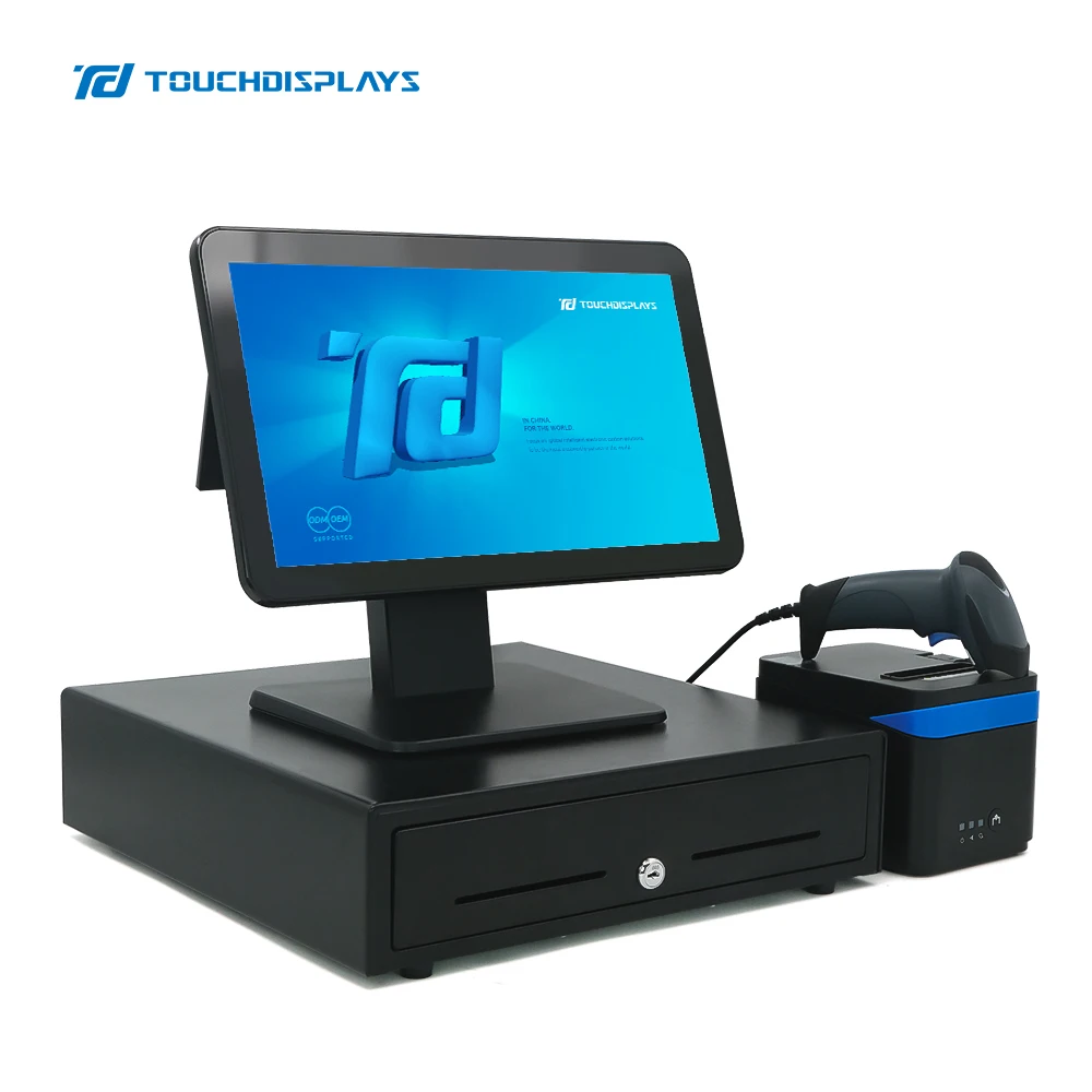 TouchDisplays 15.6 inch high resolution 1920*1080 Full HD pos machine cash register for supermarket
