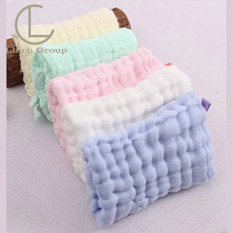 LC DMC037 Solid Color Baby Muslin Wash Cloth 100% Natural Cotton Super Soft Baby Face Muslin Towel