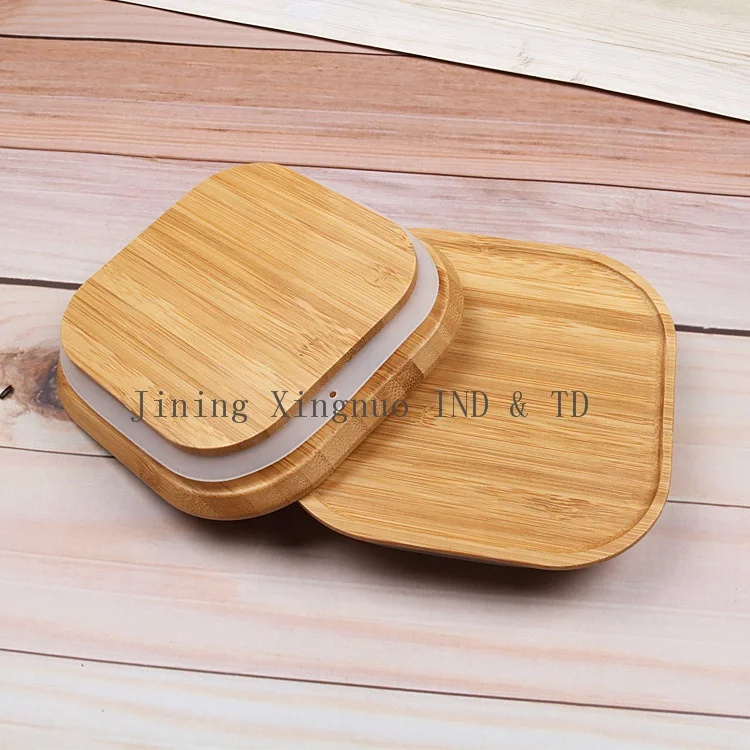 High Quality Square Shape Big Size Glass Jar/Borosilicate Glass Food Container With Bamboo Lid