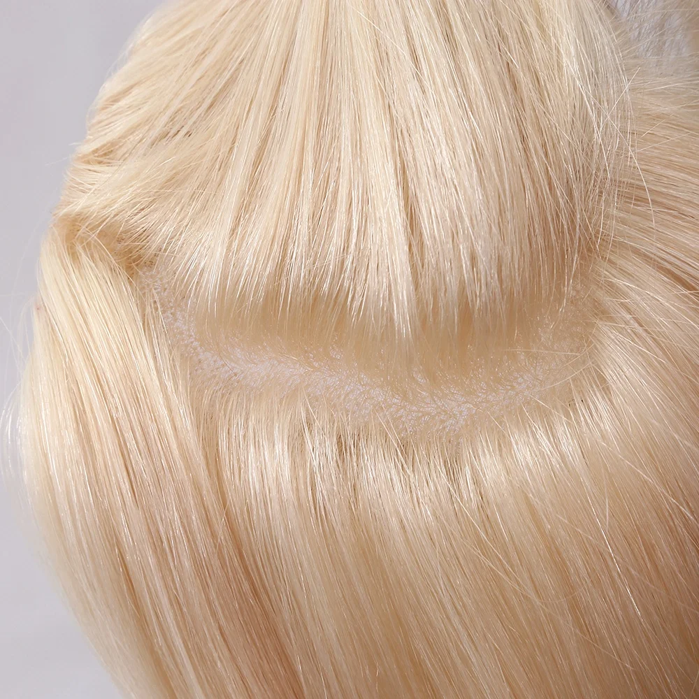 16 inch ash blonde color handmade top hair piece virgin european human hair topper for hair loss solution