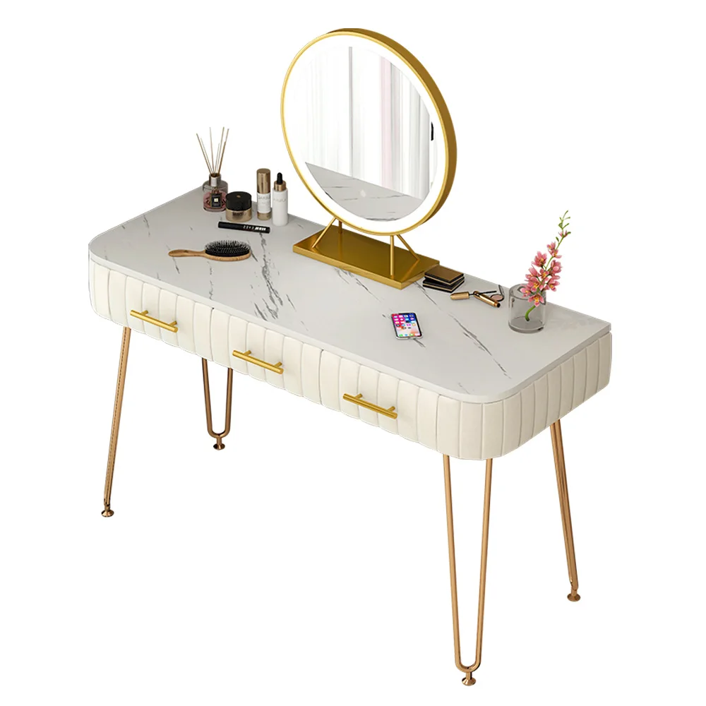 
Modern bedroom furniture multifunction luxury flannelette drawer dresser with mirror free installation dressing table 