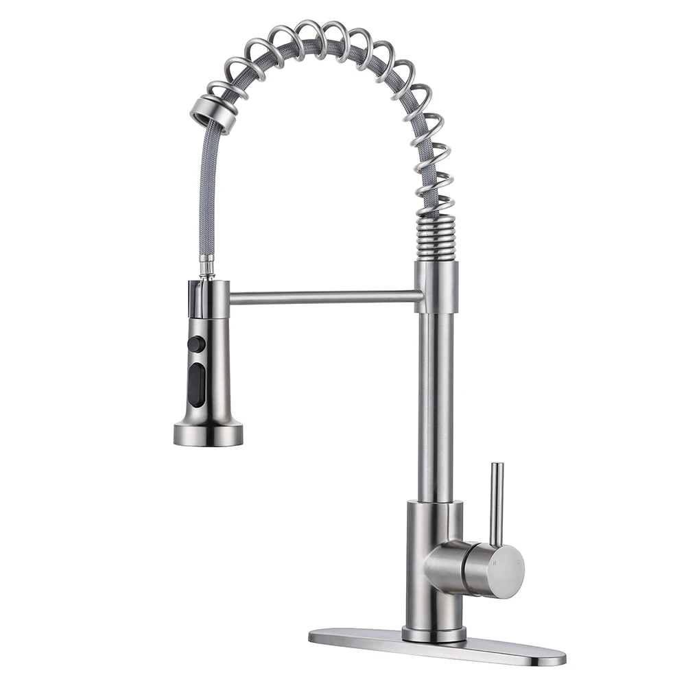 European Single Handle Deck Mount Kitchen Sink Mixer Tap Pull Out Stainless Steel Nickle Kitchen Faucet