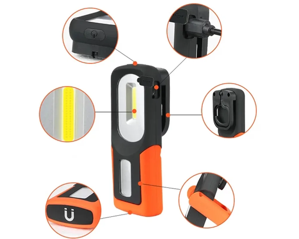 Многофункциональный магнитный перезаряжаемый cob Светодиодная лампа с крючком механика ремонтный фонарь