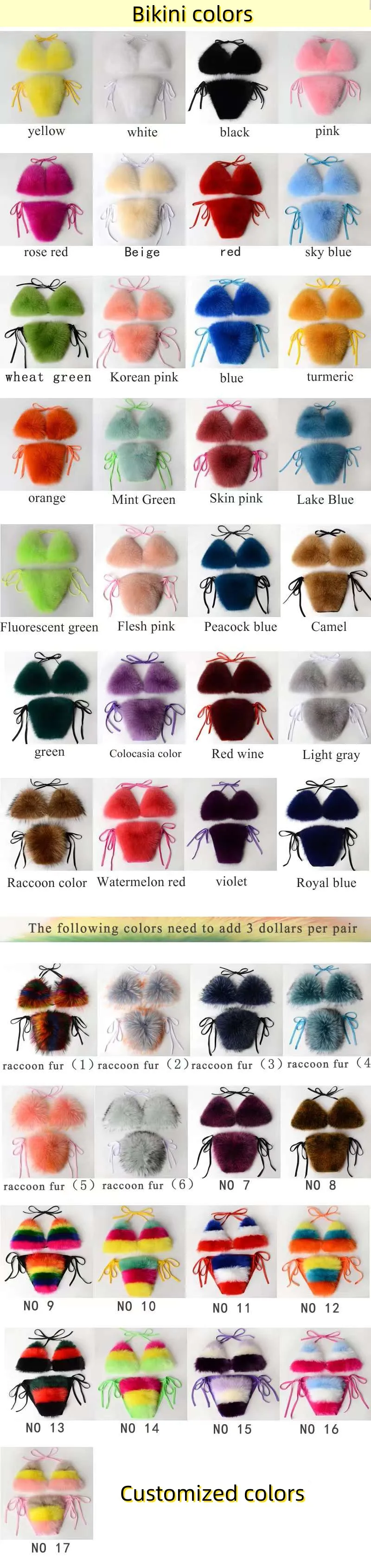 Women Sexy Swim Suit Genuine Fluffy Real Fox Fur Bikini Set Girls Fox Fur Underwear Natural Fur Bikini