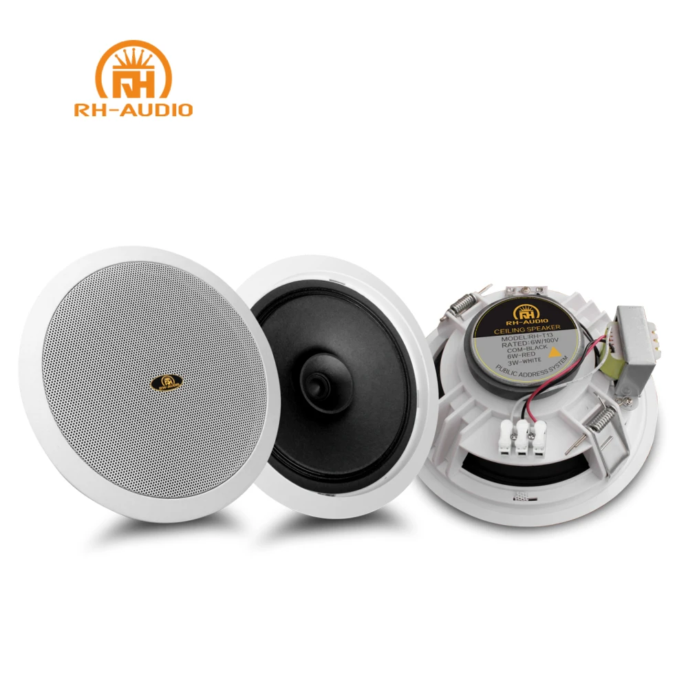 RH-AUDIO Economical 100V 6W Ceiling Speaker with Spring Clip for Quick Installation