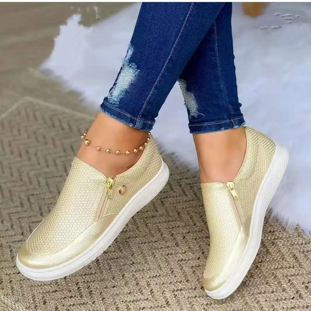 Latest Design Casual Shoe For Women Leather Women Boat Shoes Fashion Ladies Black Casual Sneakers
