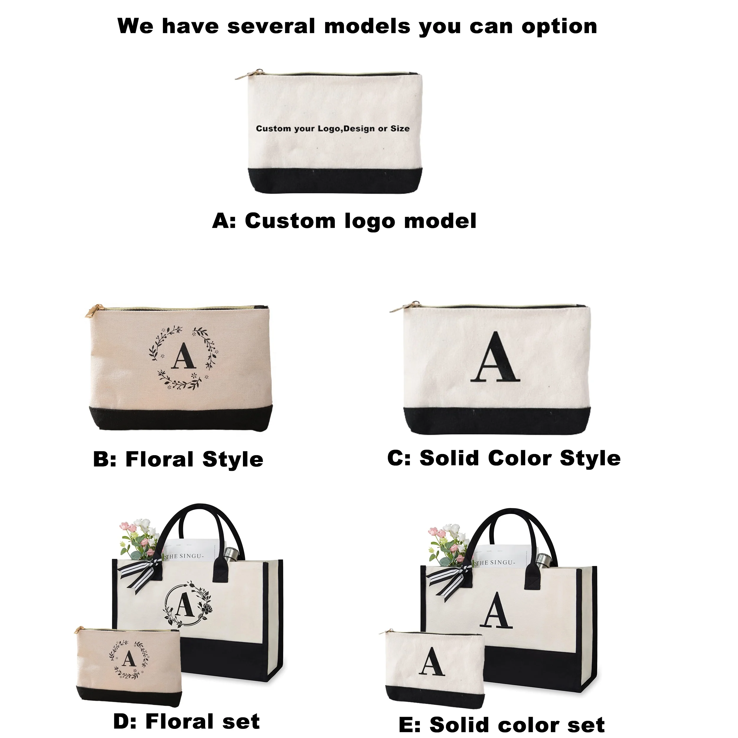 custom printed women toiletry travel professional cotton makeup wash zip pouch beauty canvas cosmetic bag