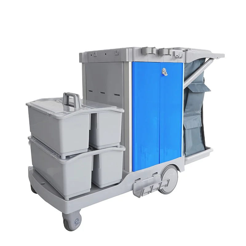 ECG Hot selling Plastic 3 Layer 120L Garbage Nylon Bag and Double bucket wringer Cleaning Trolley Cart
