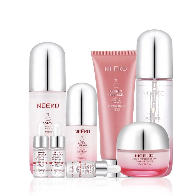 Private Label Beauty Skincare Moisturizing Anti Aging Wrinkles Brightening Whitening Kit Face Retinol Skin Care Set