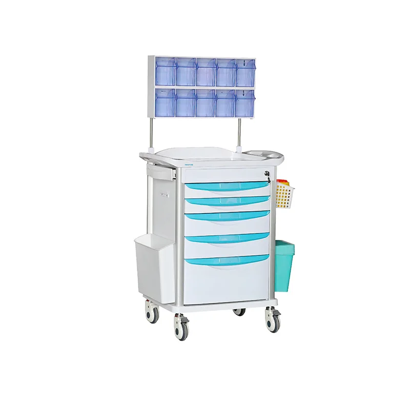 MK-P08 Mobile ABS Plastic Medical Anesthesia Trolley For Hospital With Drawers