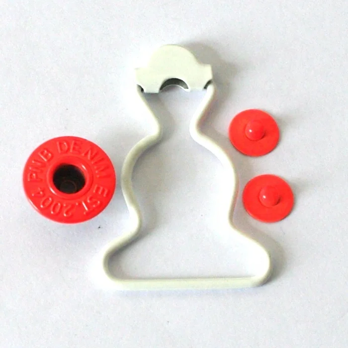 New 17mm Custom Denim Logo Jeans Painting  Fluorescent Orange Shank Tack Open Button and Rivet