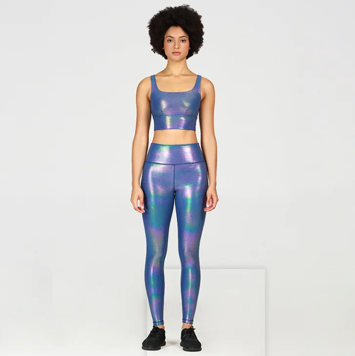 
Wholesale 2021 New Model Breathable Solid Color Bronzing Running Fitness Women Yoga Sports Slim Suit 