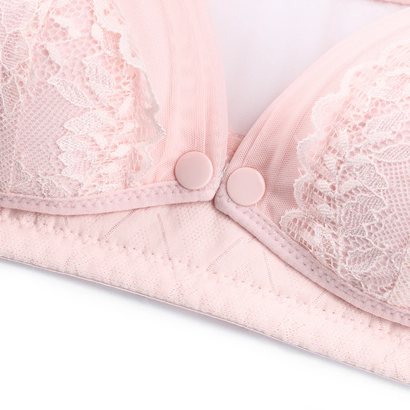 
Whosale maternity bra breathable thin and light gauze design sexy lace prevent sagging breastfeeding front open nursing bras 