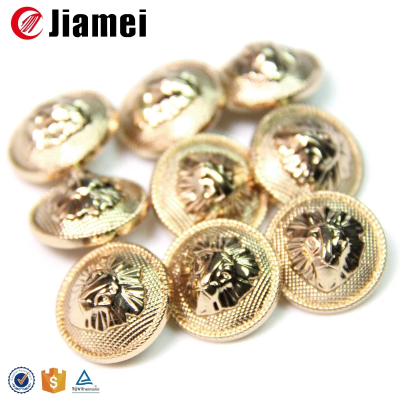 Buttons Embossed Metal Shiny Military Style Custom Gold Silver 1-hole Button Factory Shank Pattern Embossed Brass Round 15 Days