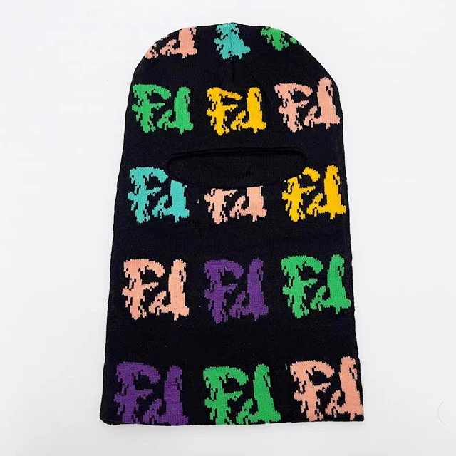 High quality Manufacturer Custom jacquard embroidered Ski Mask acrylic beanie winter hat Full Face Skimask knitted Balaclava