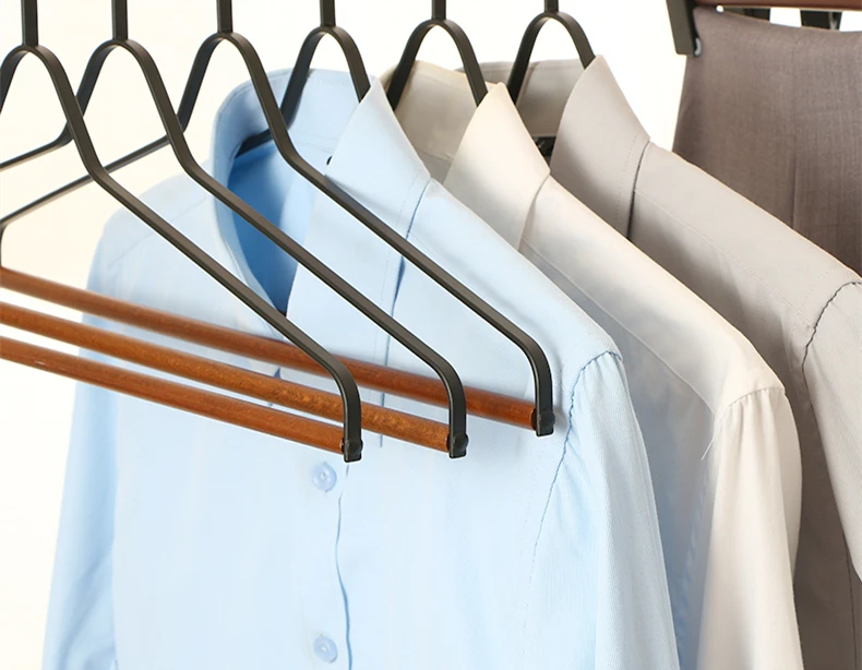 Luxury Heavy Duty Metal Clothes Hangers  Flat Smooth Matt Metallic Coat Hangers with Wood Pants
