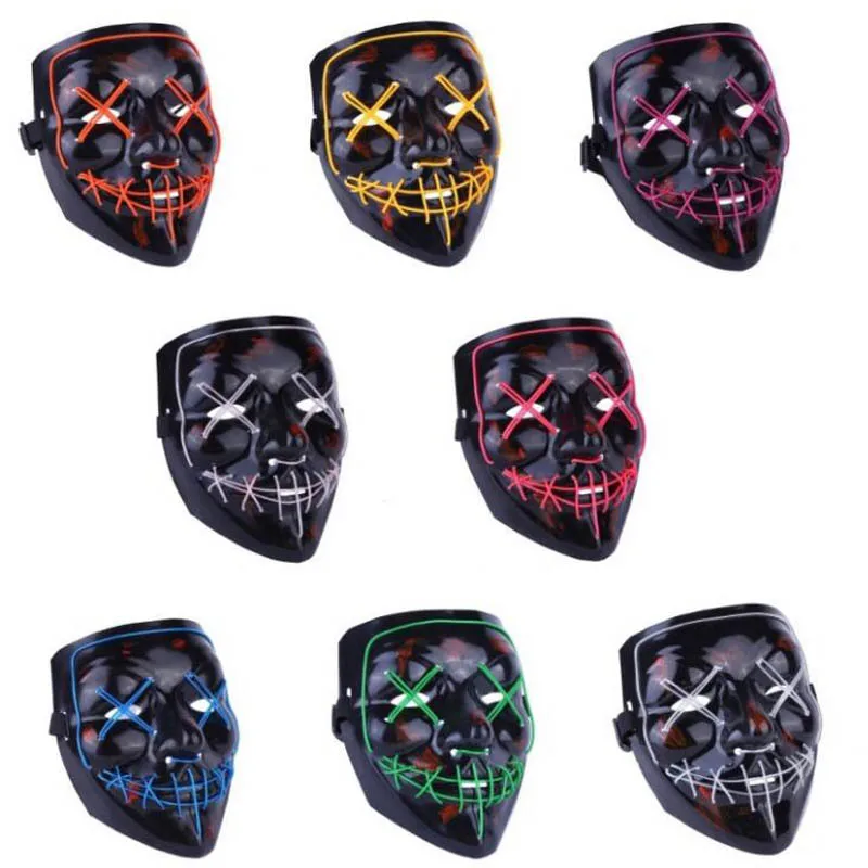 
Halloween EL wire mask black cold light mask party led mask 