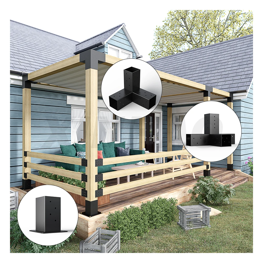 Garden pergola frame Kit metal arbor corner base bracket for Outdoor Wood Grill Gazebo