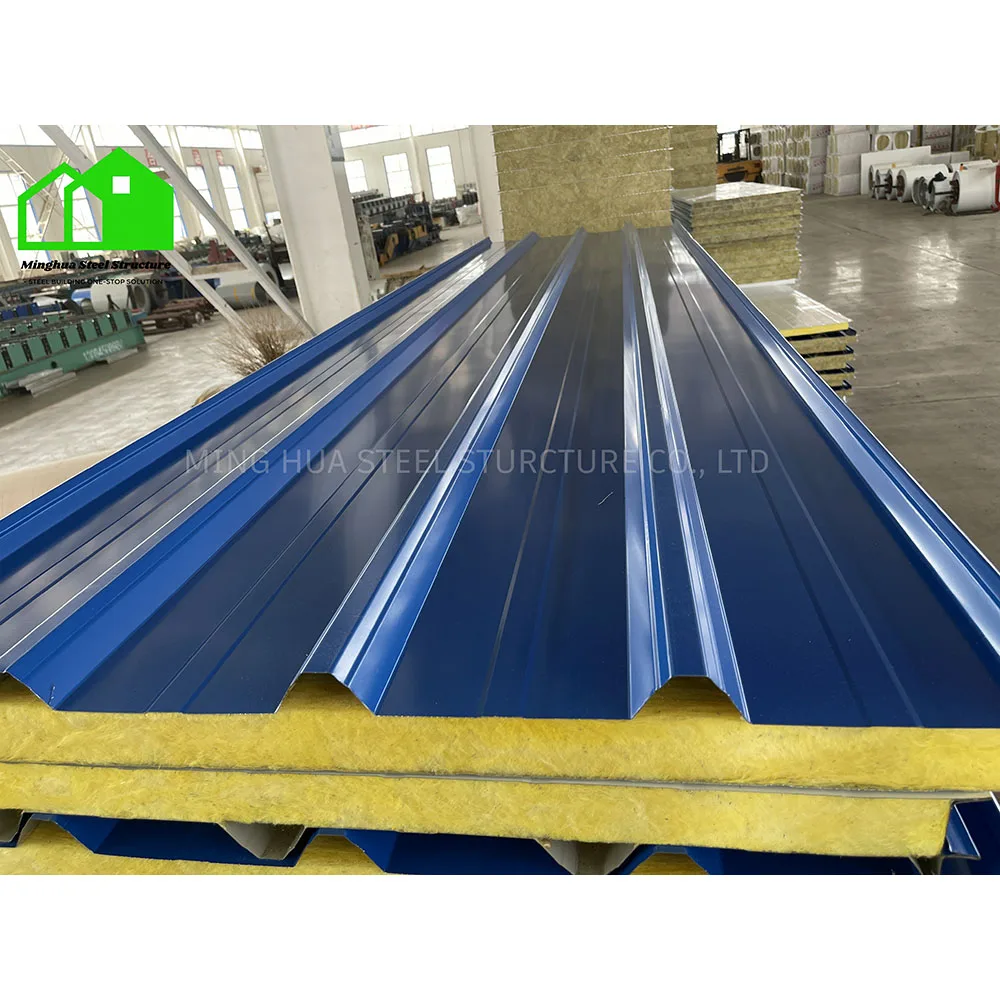 Customized 50mm-200mm Waterproof Fireproof Insulated Rock Wool Exterior Wall Sandwich Panels