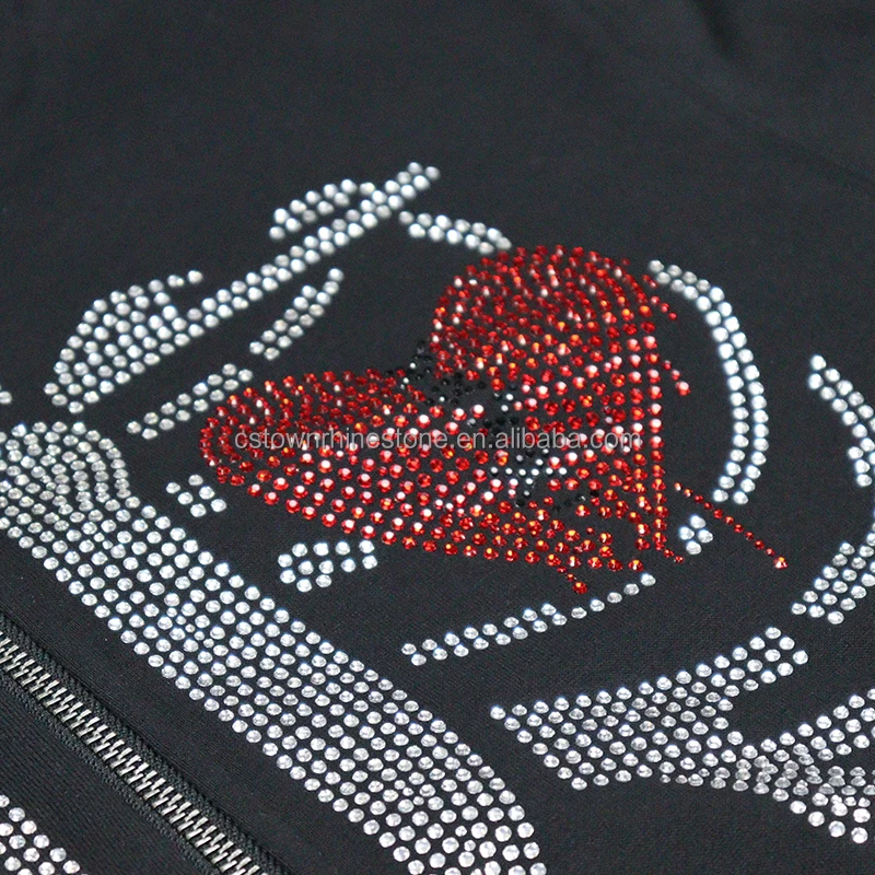 High Quality Bling Hot Fix Rhinestone Heat Transfers Custom Motif Rhinestone Transfer