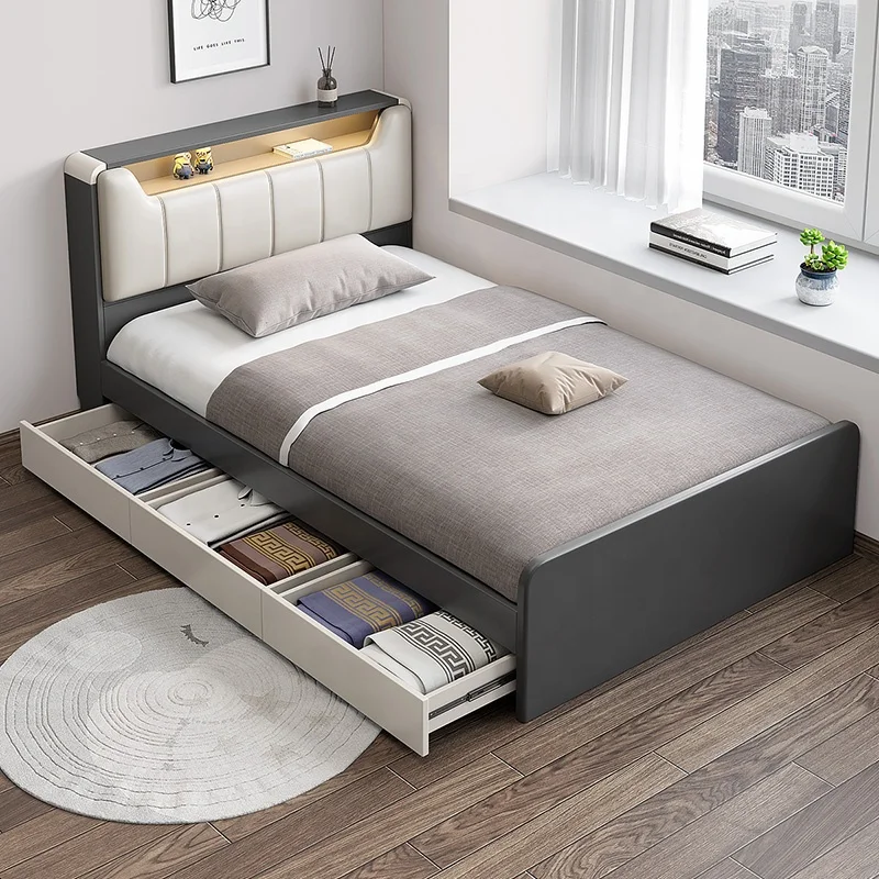 Bedroom Furniture Sets Multi-function Smart Sensor Light Storage Single Bed