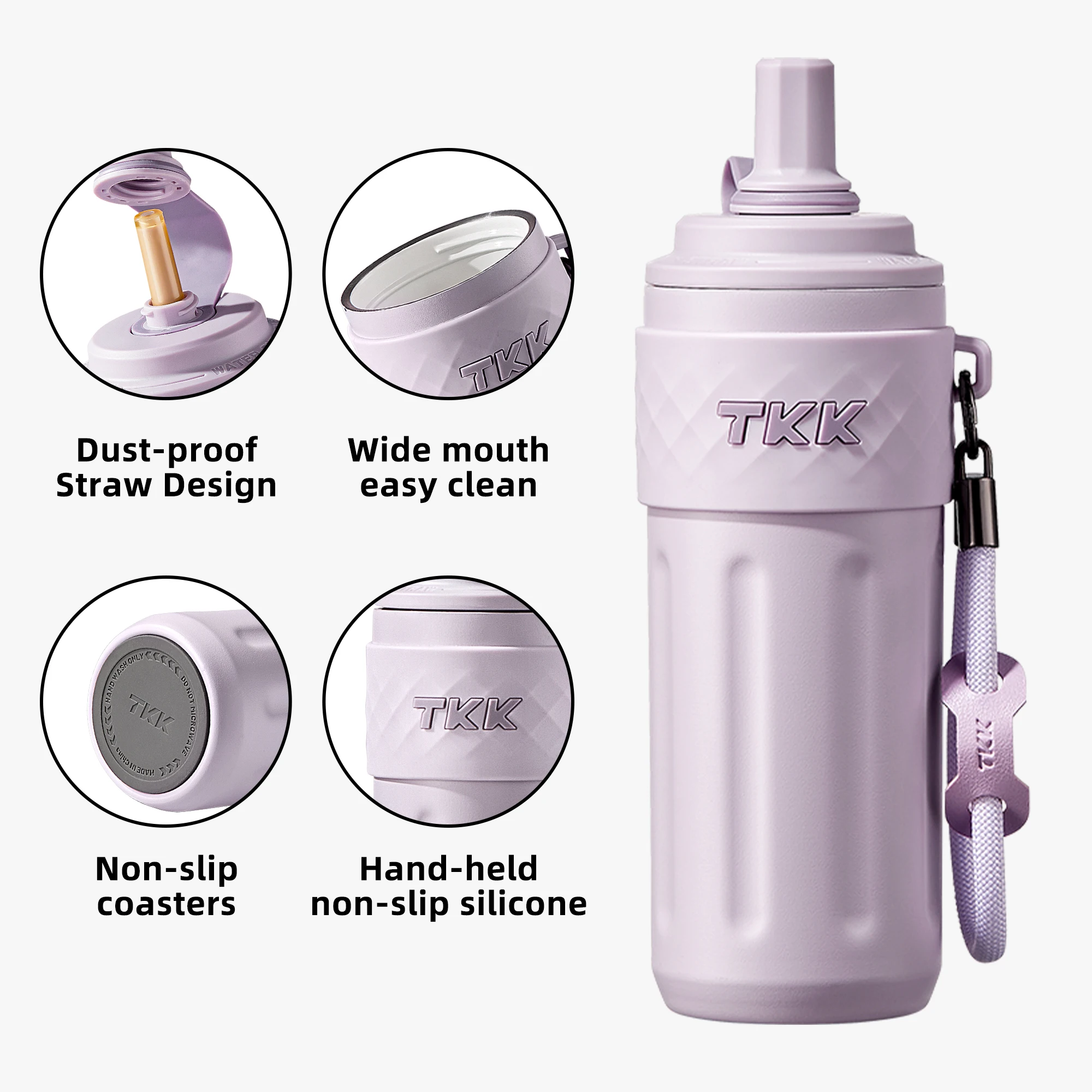 500ml New Arrival Eco Friendly Sports Water Bottle Double Wall Insulated Portable Gym Water Bottles With silicone Straw