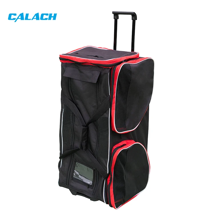 Black waterproof nylon oxford fabric 600d custom ice hockey bag ice rolling hockey equipment ccm ice hockey bag wheels