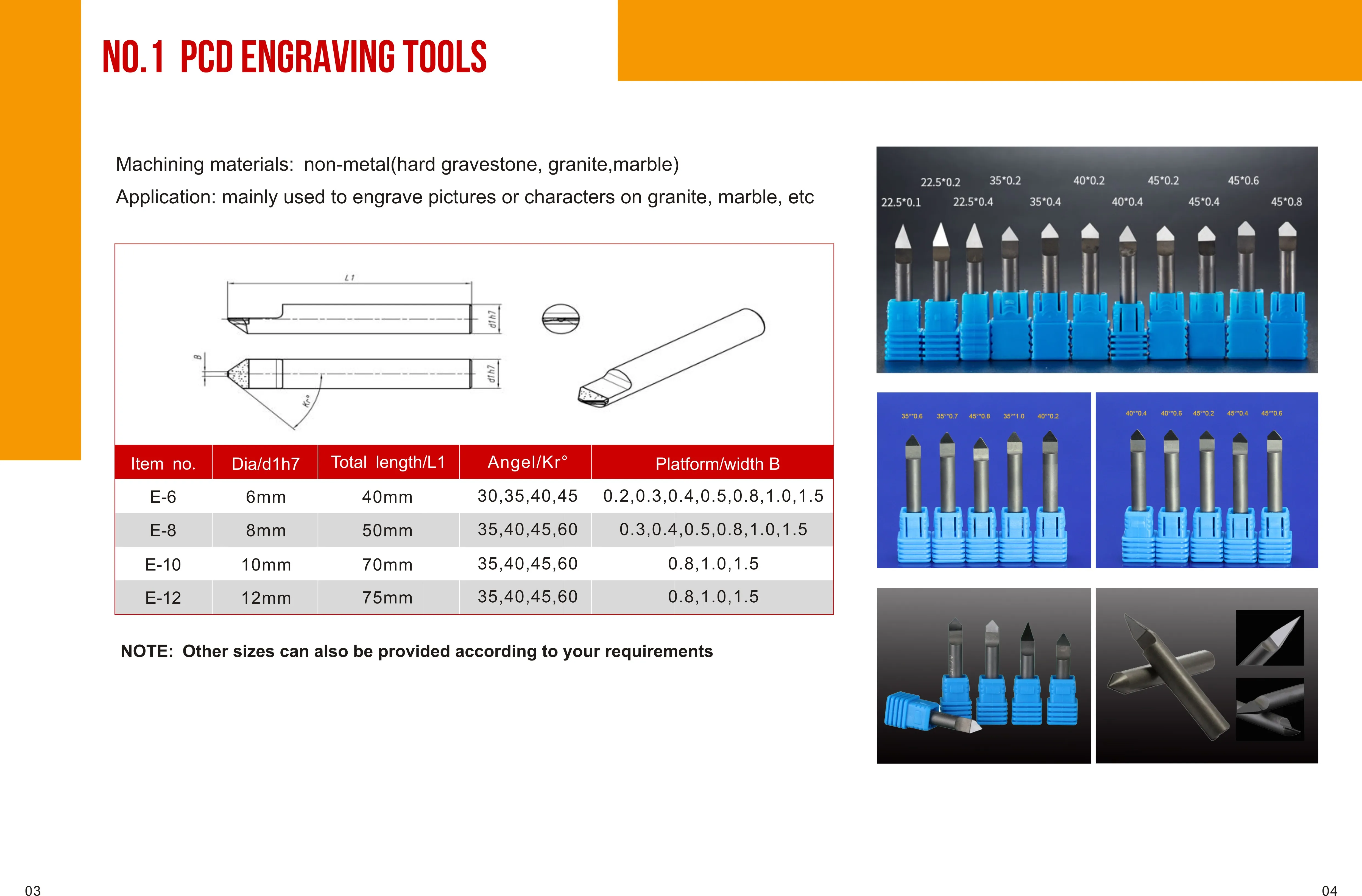 Diamond cnc Stone Milling Cutter Engraving Bits for Granite Diamond Engraving Bit