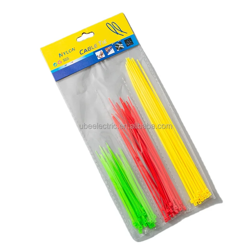 Three separate Nylon 66  gold 50 lb. tensile strength 8 inches CE Certificated High Quality Plastic Cable Ties