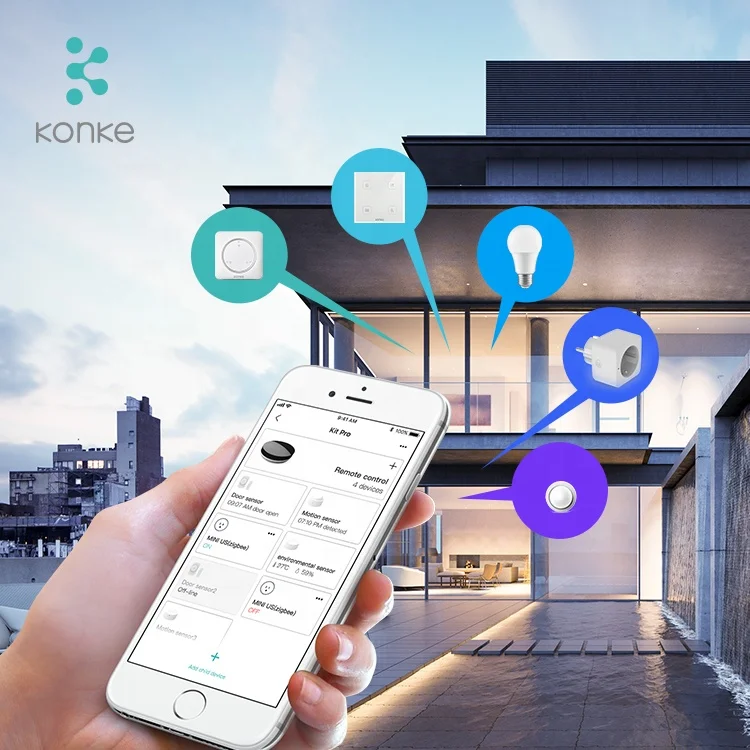 Konke wifi wireless zigbee 3.0 home security alarm system