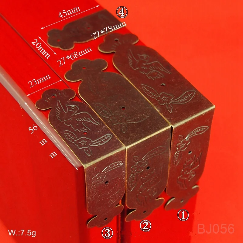 Factory supply 68 x 27mm anti-brass metal box corner protector for wooden boxes
