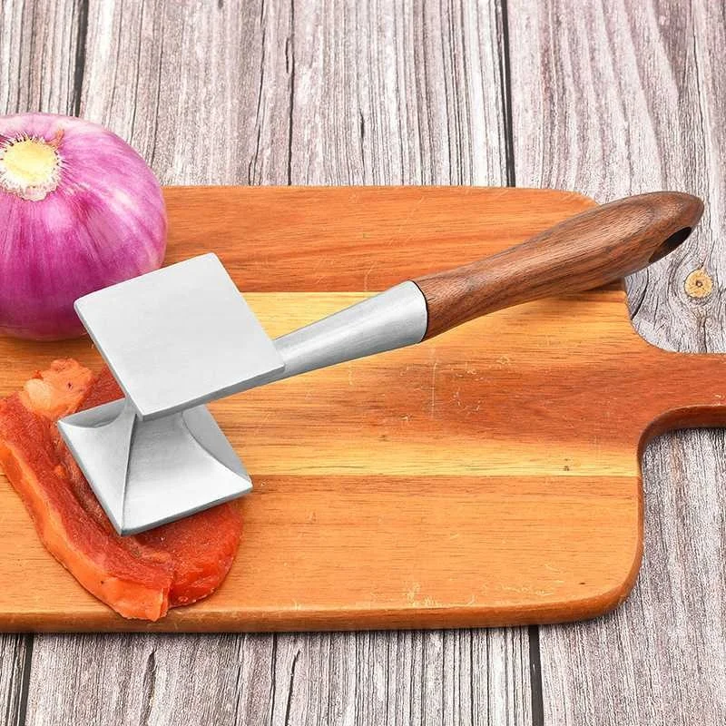 Молоток из нержавеющей стали размягчитель мяса катализатор двухсторонняя ручка массива дерева мясорубка
