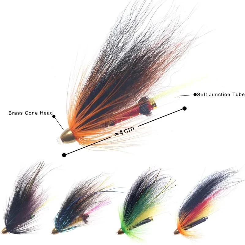 Brass Cone head Tube Juction Streamer Tube fly Fishing Flies Set For Salmon Trout Fishing