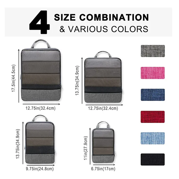 customize 2023 travel expandable compression packing cubes organizer for clothes 4pcs packing cubes with ykk zipper