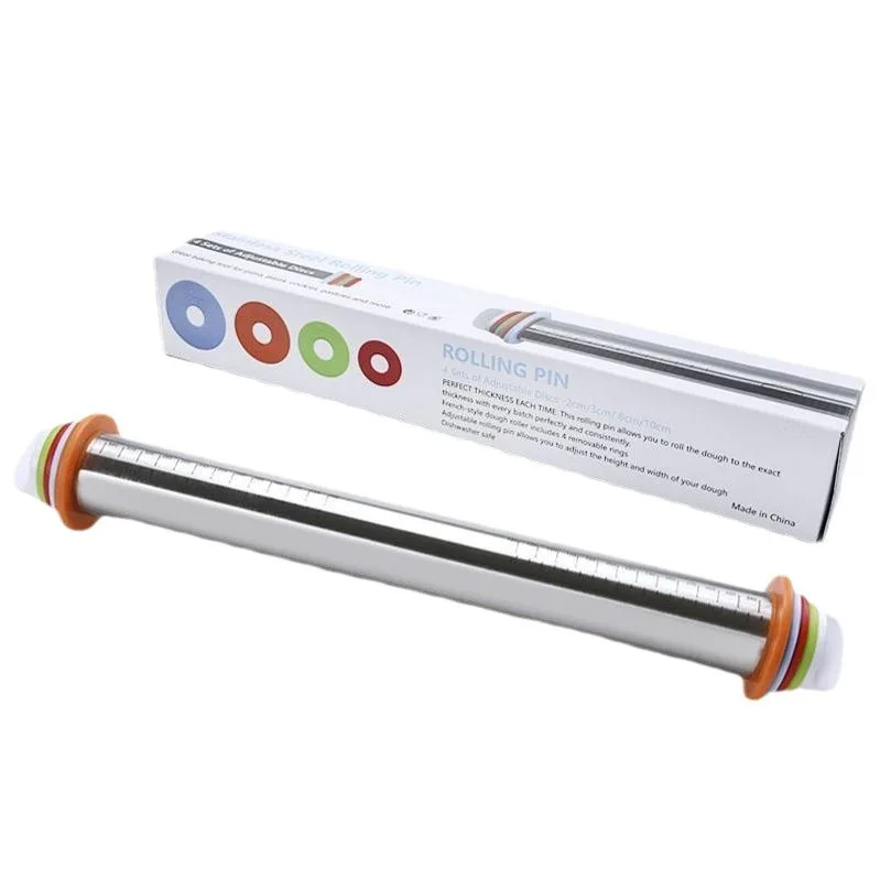 Регулируемая Скалка из нержавеющей стали с плотными кольцами силиконовая металлическая Кондитерская доска шаблон штифт Сплит рулон из нержавеющей стали