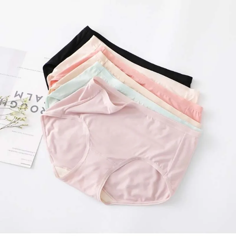 Comfort Women panties Mid Waist Briefs Panty Solid Color Traceless Briefs Ladies Cotton Underwear For Girls
